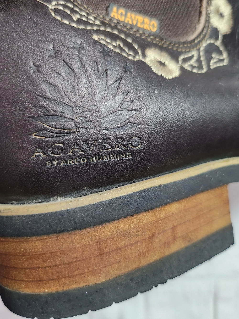 El Agavero Leather Floral Embroidered Boots 7